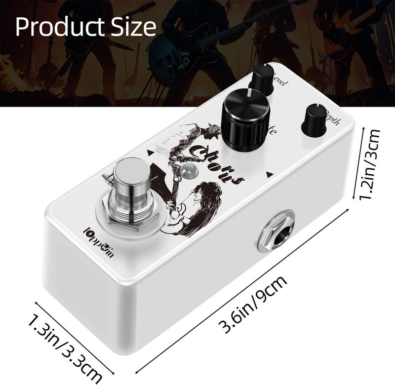 IOppWin Pure Analog Chorus Guitar Pedal - Warm, Clear Chorus Tone with Spacey Vibe, True Bypass, Mini Metal Enclosure (DC 9V, 9mA) - Image 4